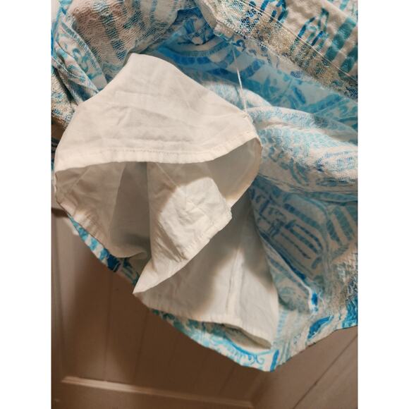 Lilly Pulitzer White Aqua Blue Cord Embelished Cotton Dress Lined Sz 4 MSRP $208 - Picture 9 of 12